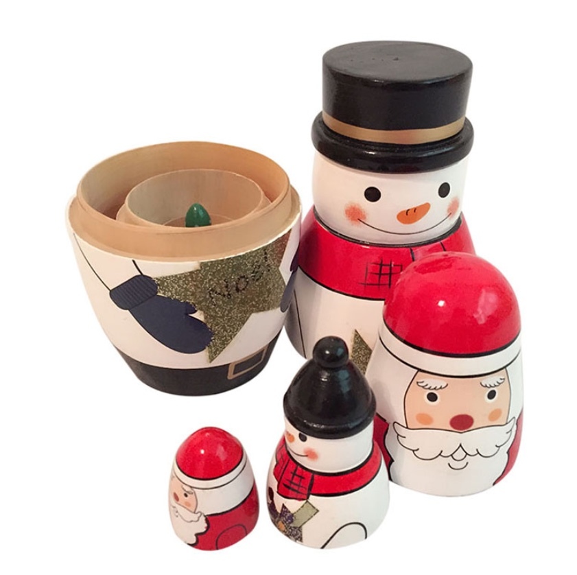 Matryoshka Nesting Dolls Snowman Star 5pc / Christmas Present