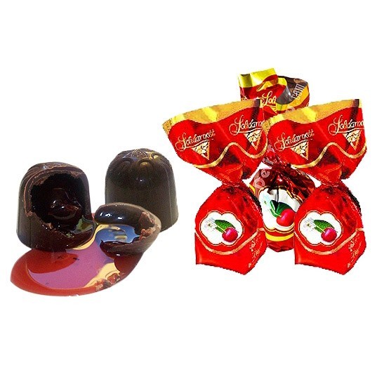 Solidarnosc Chocolate Candies Golden Cherries in Liquor 250g