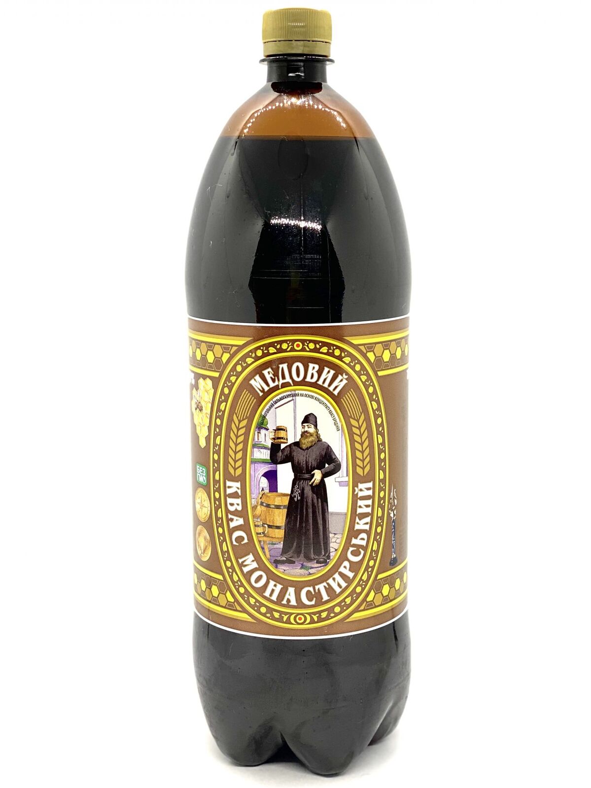 Kvass Monastirsky Malt Drink Honey 2L Monastirski, Ukraine