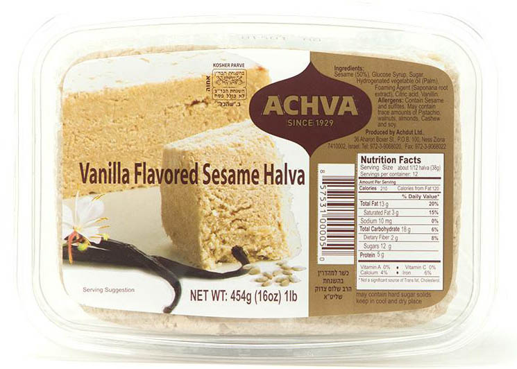 Achva Sesame Halva Vanilla 454g Achva, Israel