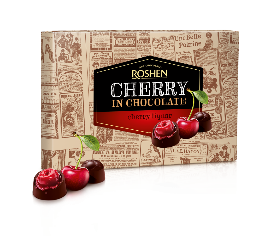Roshen Cherry in Cherry Liqueur Gift Box 155g Roshen, Ukraine