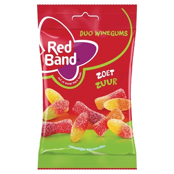Red Band Dutch Wine Gums Sweet & Sour 190g / Duo Winegums Red Band