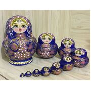 Wooden Russian Dolls Matryoshka Blue 10pc
