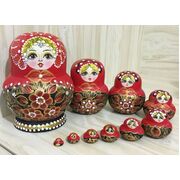 Wooden Russian Dolls Matryoshka Red 10pc