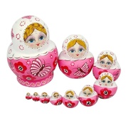 Wooden Dolls Matryoshka Butterfly Pink 10pc