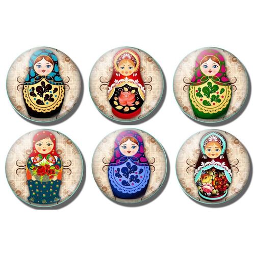 Set of 5 Russian Dolls Matryoshka Fridge Magnets 