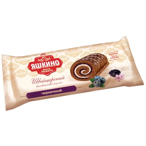 Yashkino Sweet Pastry Roll w/Cream Blueberry Filling 200g