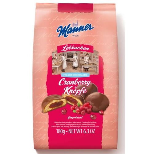 Manner Chocolate Coated Gingerbreads with Cranberry 180g