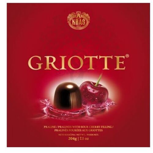 Kras Griotte Pralines with Sour Cherry in Liqueur Gift Box 204g