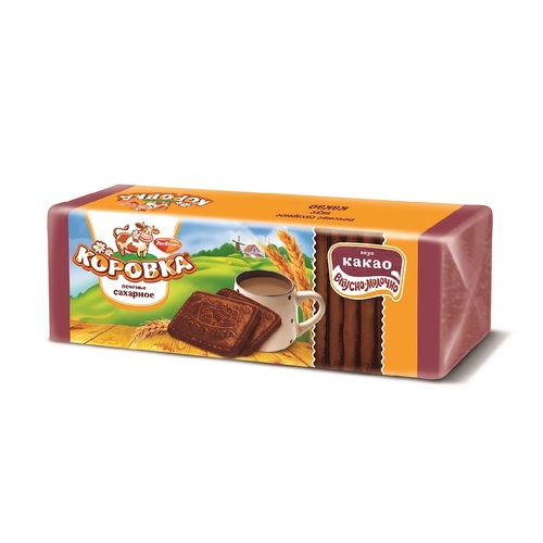 RF Biscuits Korovka With Cocoa 375g / Печенье Коровка сахарное с какао