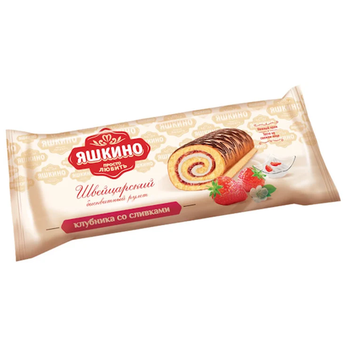 Yashkino Swiss Pastry Roll Strawberry & Cream 200g