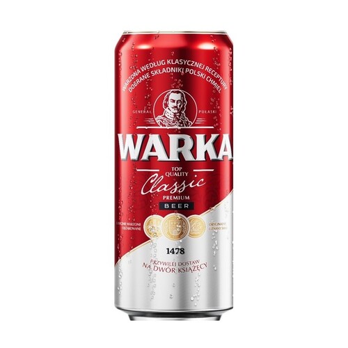 Warka Classic Lager Beer Can 0.5L / Red