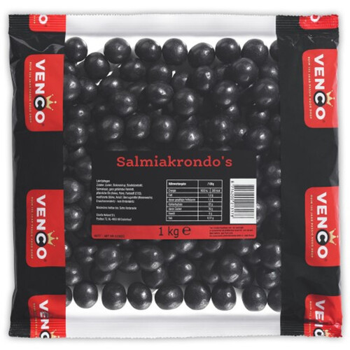 Venco Dutch Licorice Salmiak Balls Bag 1kg / Light Salty / Salmiak Rondo's