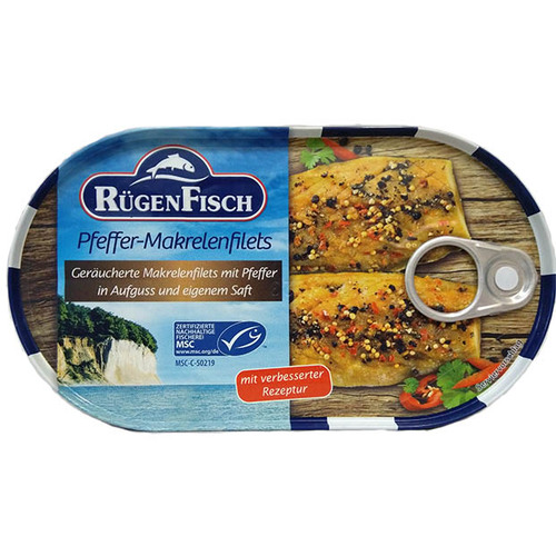 Rugen Smoked Mackerel Fillets with Pepper 200g