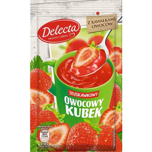 Delecta Fruit Mug Instant Pudding Strawberry 30g / Fruit Pieces